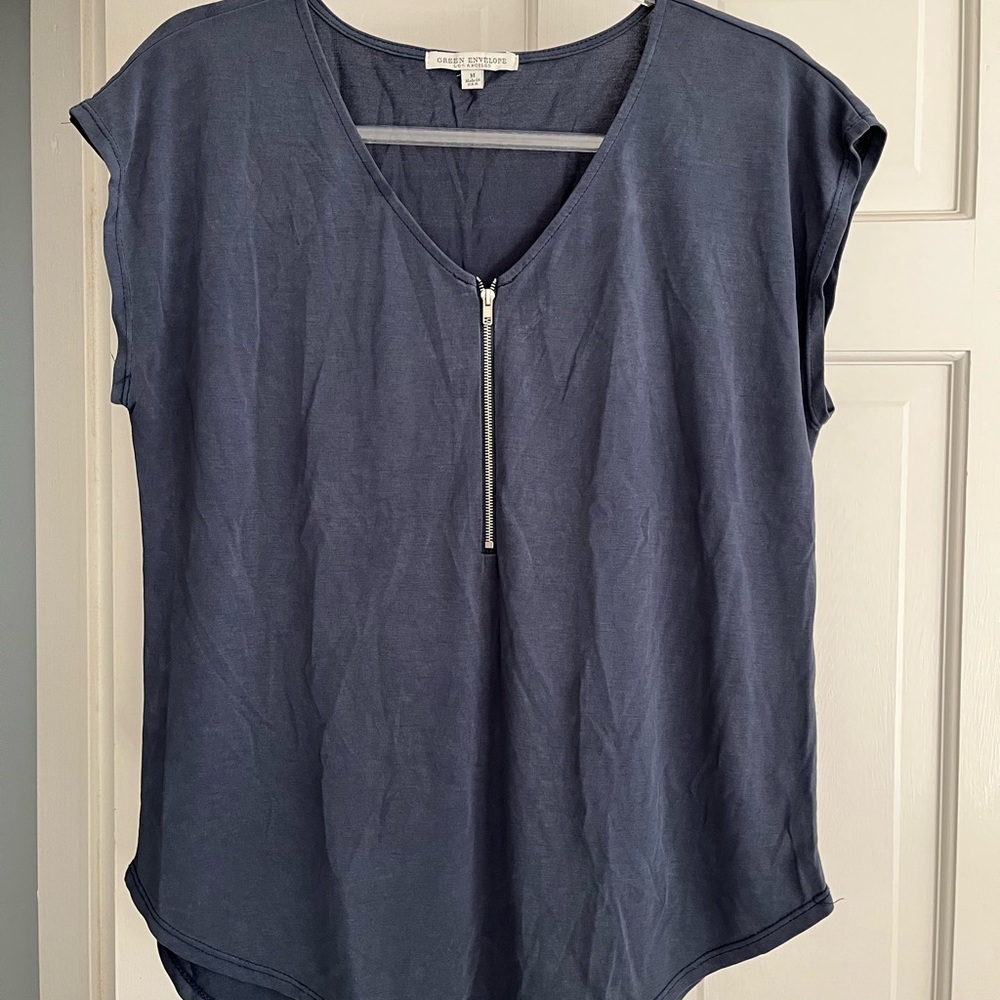 Green Envelope Deep Blue Blouse